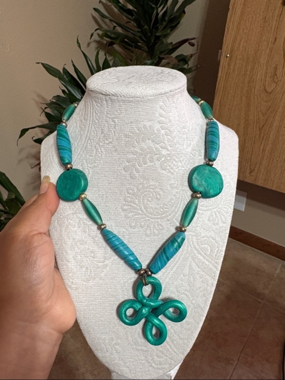 Handcrafted Teal Green Statement Necklace - Women Jewelry